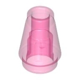 LEGO Cone 1x1 TRANSPARANT DONKERROZE (100 stuks)