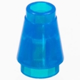 LEGO Cone 1x1 SATIJN TRANSPARANT DONKERBLAUW (100 stuks)