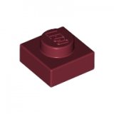 LEGO Plaat 1x1 DONKERROOD (100 stuks)