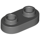 LEGO Plaat 1x2 Afgerond DONKERGRIJS (100 stuks)