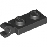 LEGO Plaat 1x2 met Clip Horizontaal ZWART (100 stuks)