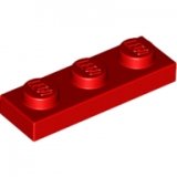 LEGO Plaat 1x3 ROOD (100 stuks)