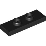 LEGO Plaat 1x3 met 2 Noppen ZWART (100 stuks)