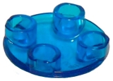 LEGO Plaat 2x2 Rond met Ronde onderzijde TRANSPARANT DONKERBLAUW