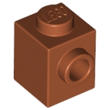 LEGO Steen 1x1 met 1 Zij-nop DONKERORANJE (100 stuks)
