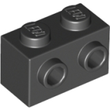 LEGO Steen 1x2 met Zij-noppen ZWART (100 stuks)